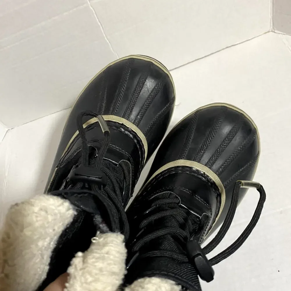 Sorel Yoot Pac Kids Winter Boots Black White Duck Boot Snow Boot Sz 3 Big Kid